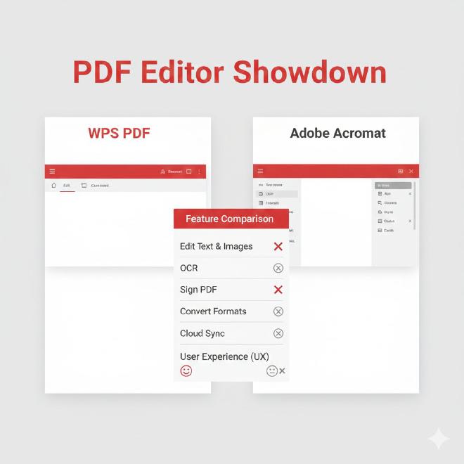 WPS PDF与Adobe Acrobat功能对比界面