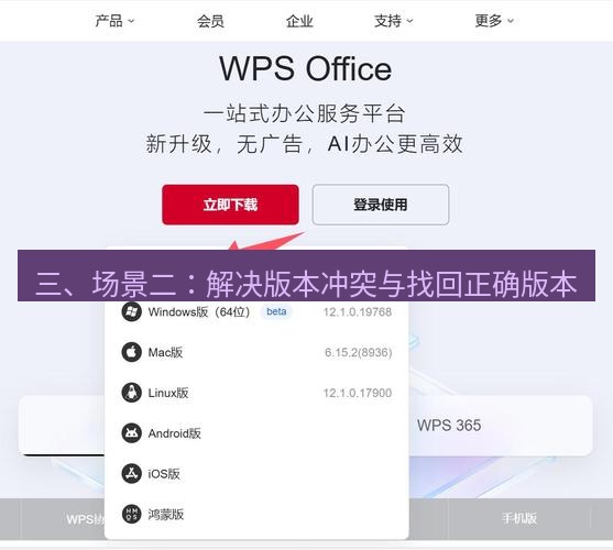 wps下载 三、场景二：解决版本冲突与找回正确版本