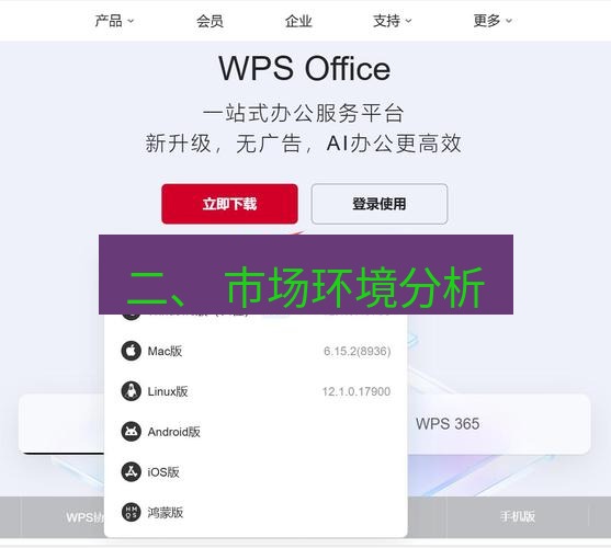 wps下载 二、 市场环境分析
