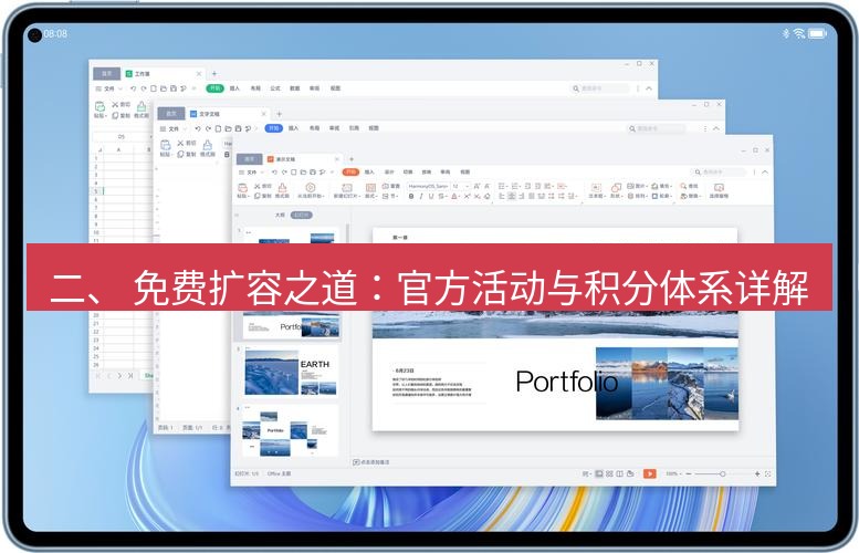 wps下载 二、 免费扩容之道：官方活动与积分体系详解