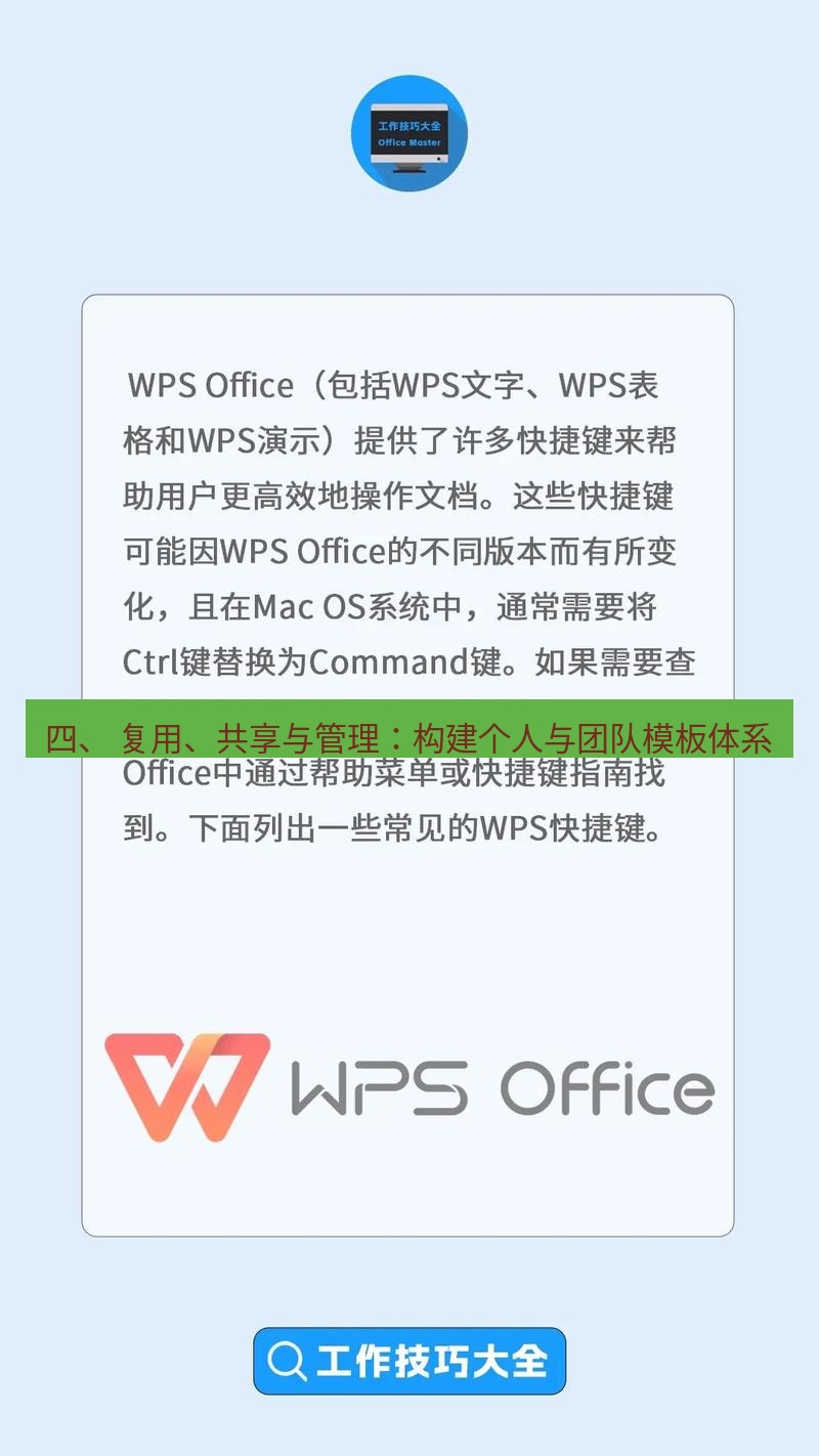 wps下载 四、 复用、共享与管理：构建个人与团队模板体系